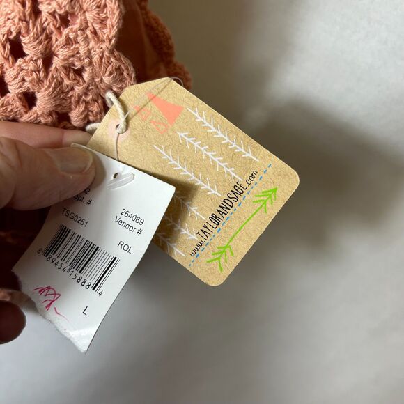 Taylor & Sage NWT Mauve Orange Crochet Cropped Back Button Bralette Top Size L - Picture 8 of 14